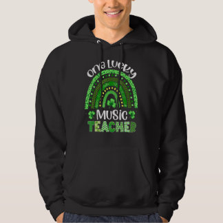 En Lucky Music Teacher Rainbow Shamrock St Patric Hoodie