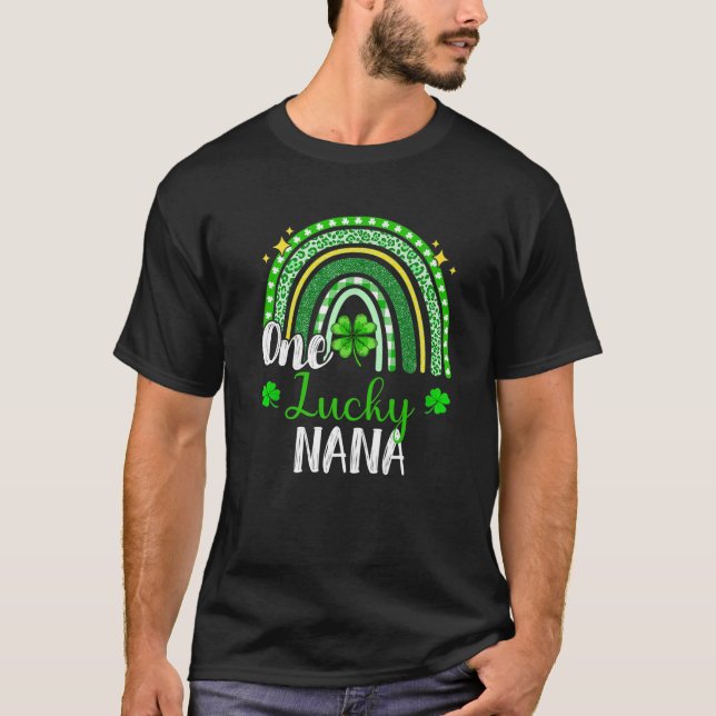 En Lucky Nana Leopard Skriv ut Rainbow St Patrick' T Shirt (Framsida)