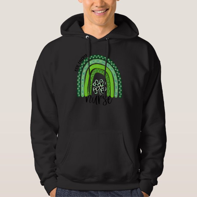 En Lucky Nurse Boho Rainbow Leopard Irish St. Pat Hoodie (Framsida)