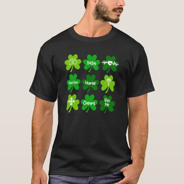 En Lucky Nurse Grönt Shamrock Nurse St Patrick's T Shirt (Framsida)
