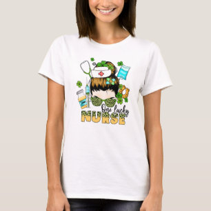 En Lucky Nurse - Messy Bun - St. Patrick's Day T Shirt