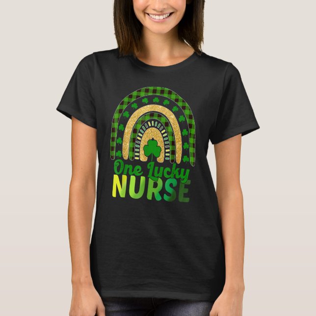 En Lucky Nurse Rainbow Lycklig St Patricku2019s Da T Shirt (Framsida)