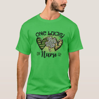 En Lucky Nurse St patricks day Leopard Shamrock N T Shirt