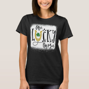 En Lucky Nurse St Rn Patricks Day Nurses Bleached T Shirt