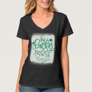 En Lucky Nurse St Rn Patricks Day Nurses Bleached T Shirt