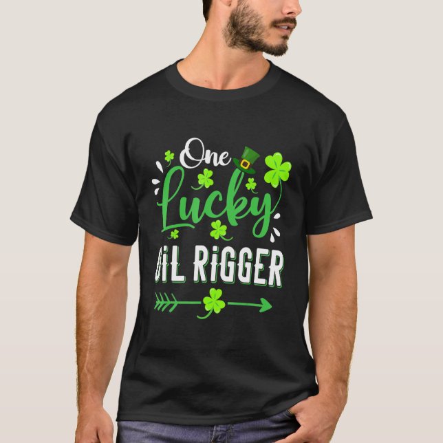 En Lucky Oil Rigger Shamrock Leprechaun Hat St Pa T Shirt (Framsida)