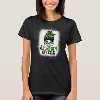 En Lucky Optician Bleached Messy Bun St Patricks T Shirt
