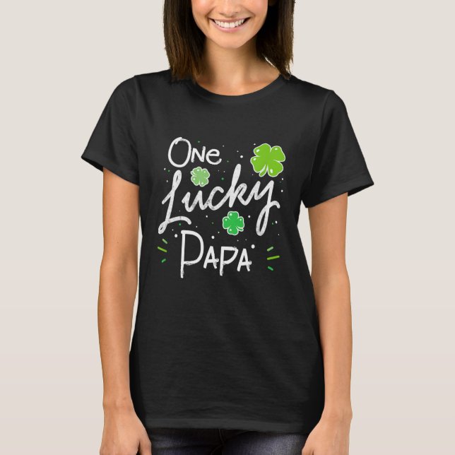 En Lucky Pappa Fars dag St Patrick's T Shirt (Framsida)