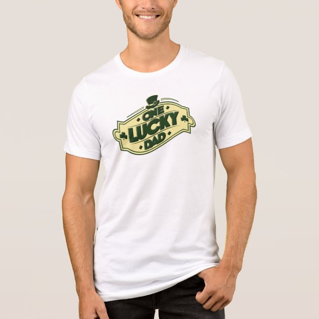 En Lucky Pappa Klöver Löv Fars dag T Shirt (Framsida)