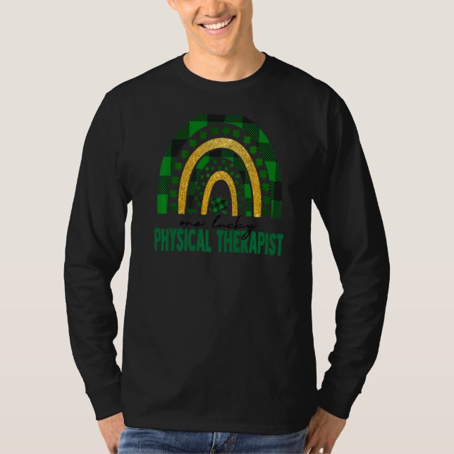 En Lucky Physical Therapist Rainbow St Patricks D T Shirt (Framsida)