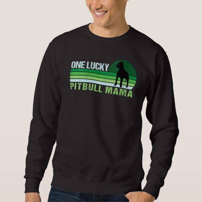 En Lucky Pitbull Mamma Funny St patrick's day Pitb Lång Ärmad Tröja (Framsida)