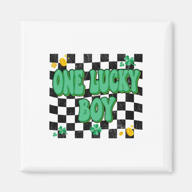 En Lucky Pojke St Patricks Dag Groovy Irländsk Sha Magnet (Framsidan)