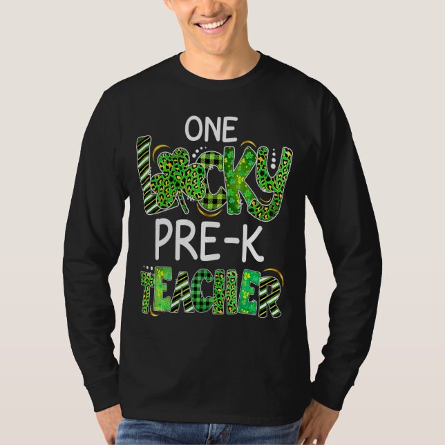 En Lucky Pre K-lärare Shamrock Leopard Play Pat Pa T Shirt (Framsida)