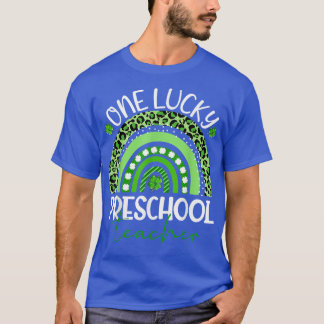 En Lucky Preschool Teacher Leopard Rainbow St Pat T Shirt