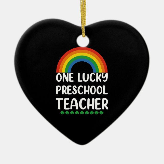 En Lucky Preschool Teacher St. Patrick's Day Julgransprydnad Keramik (Framsidan)