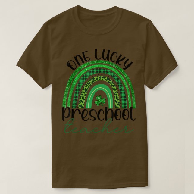 En Lucky Preschool Teacher St patrick's day Leopa T Shirt (Design framsida)