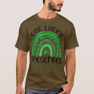 En Lucky Preschool Teacher St patrick's day Leopa T Shirt