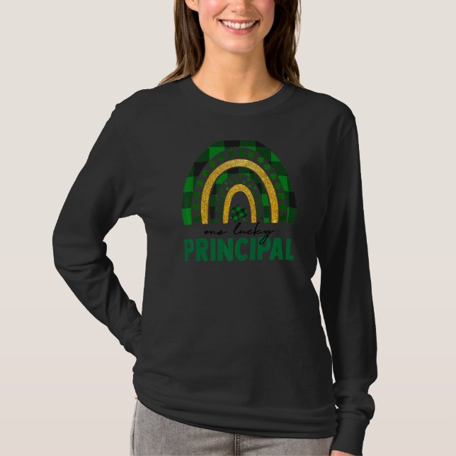 En Lucky Principal Rainbow St patricks day Shamro T Shirt (Framsida)