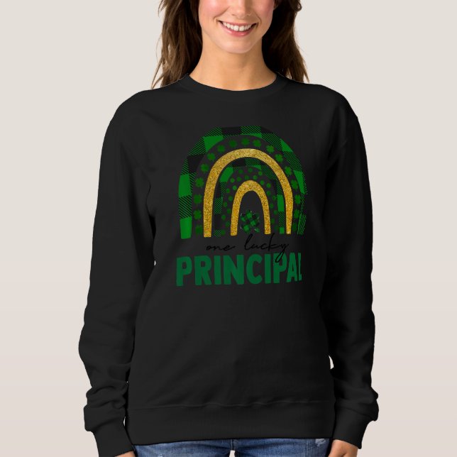 En Lucky Principal Rainbow St patricks day Shamro T Shirt (Framsida)