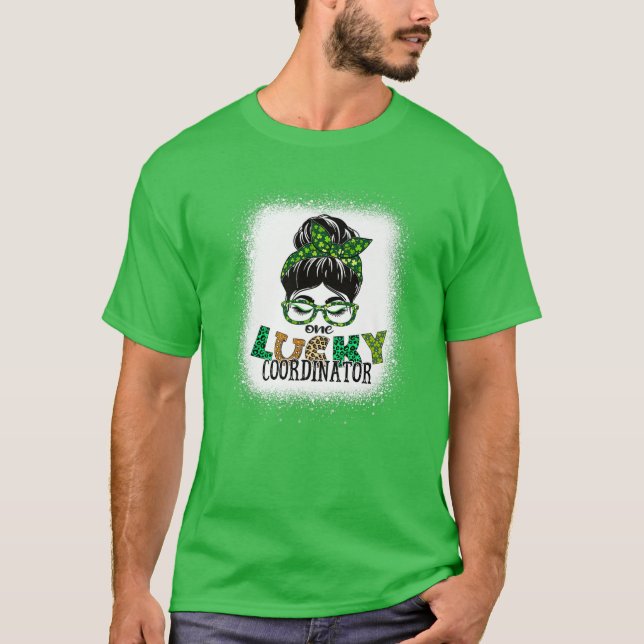 En Lucky-samordnare leached Messy Bun St Patric T Shirt (Framsida)
