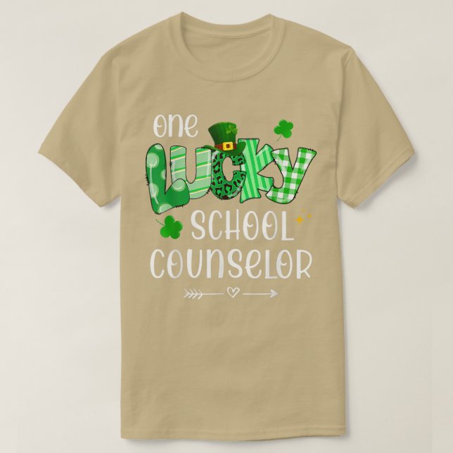 En Lucky School Counselor Shamrock Teacher St Pat T Shirt (Design framsida)