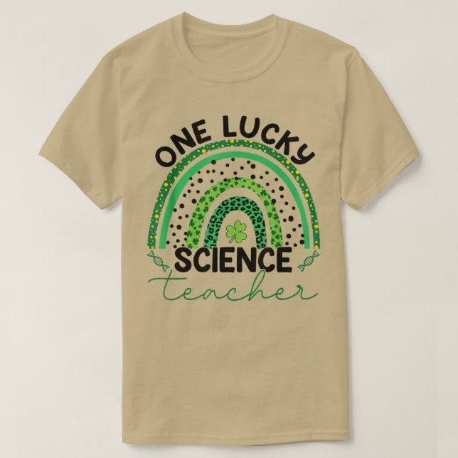 En Lucky Science Teacher Leopard Rainbow Saint Pa T Shirt (Design framsida)