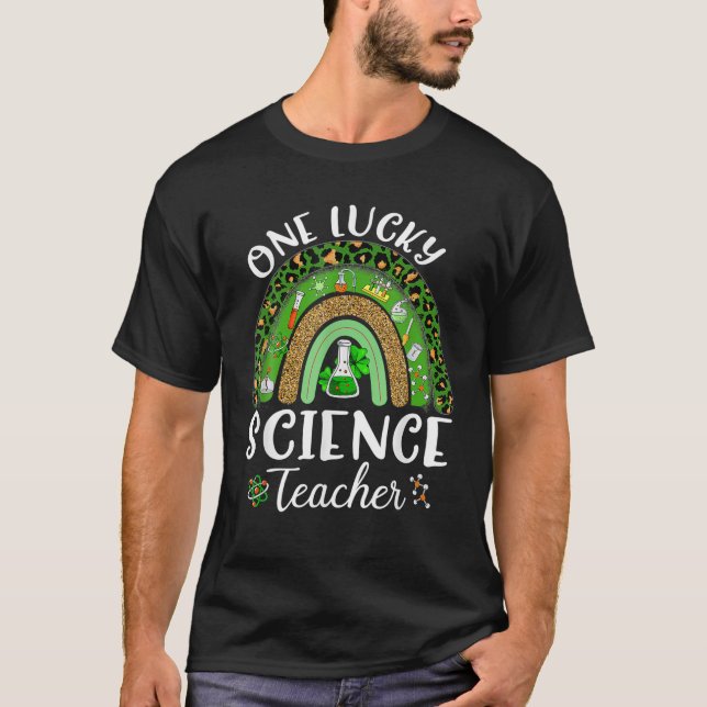 En Lucky Science Teacher Rainbow Shamrock St Patr T Shirt (Framsida)