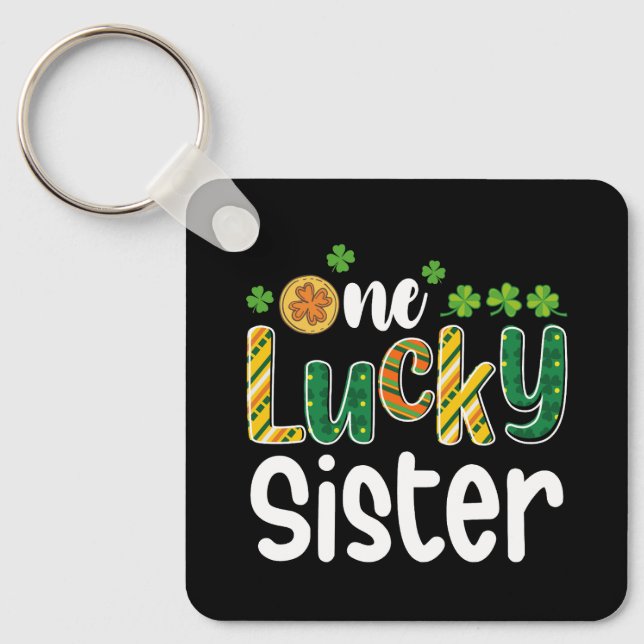 En Lucky Sister Matching Family St patrick's day Nyckelring (Framsida)