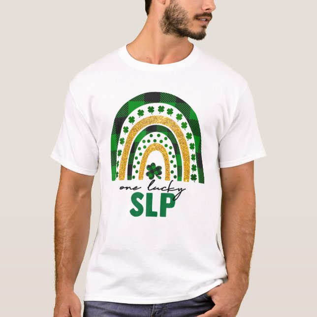 En Lucky SLP Rainbow St patricks day Shamrock T Shirt (Framsida)