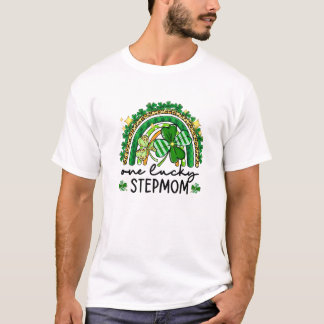 En Lucky Stepmamma Leopard Skriv ut Rainbow St Pat T Shirt