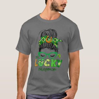 En Lucky Stepmamma Messy Bun St patrick's day T Shirt