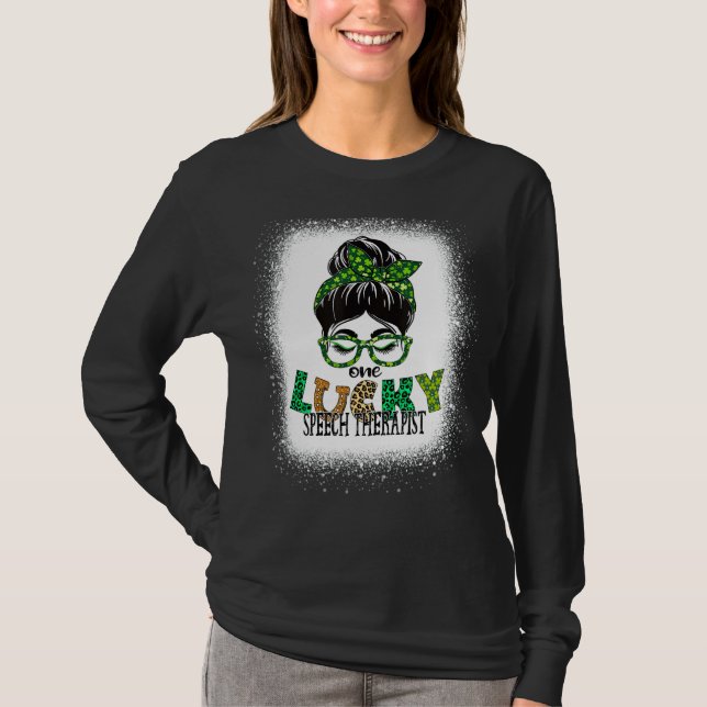 En Lucky Tal Therapist Bleached St Patricks Da T Shirt (Framsida)