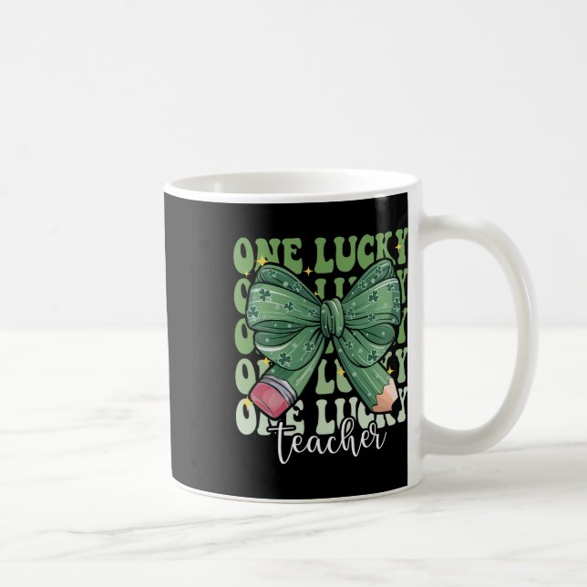 En Lucky Teacher Coquette Bow St Patricks Day Te Kaffemugg (Höger)