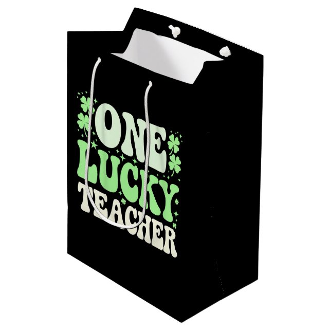 En Lucky Teacher Groovy Retro Teacher St Patricks (Framsidan Vinklad)