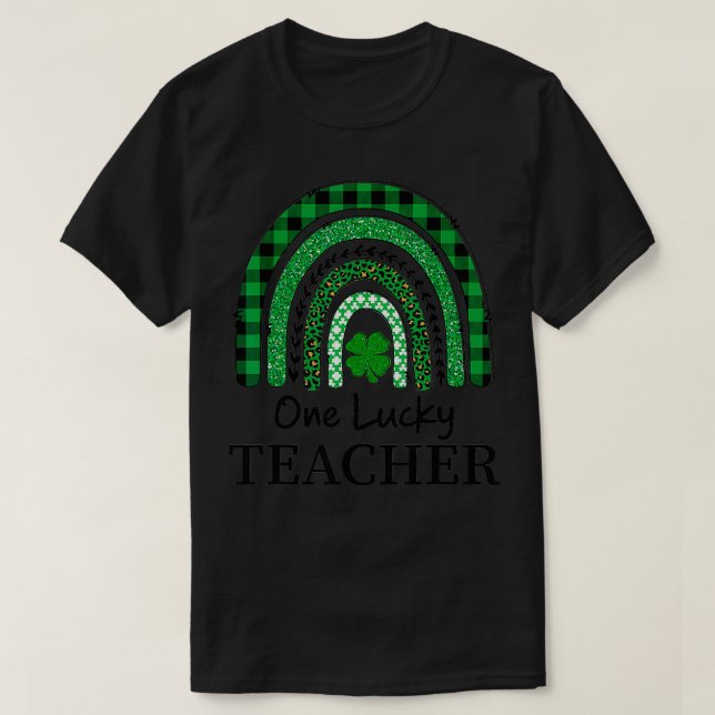 En Lucky Teacher Leprard Rainbow Pset St Patrick T Shirt (Design framsida)