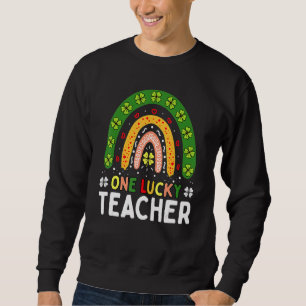 En Lucky Teacher Rainbow St Patrick-dagen-app Lång Ärmad Tröja