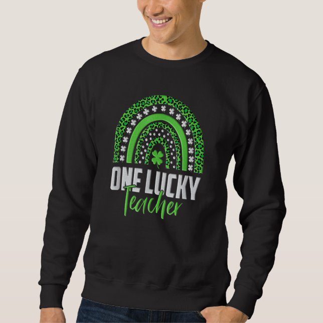 En Lucky Teacher Rainbow St patricks day Grönt Cu Lång Ärmad Tröja (Framsida)