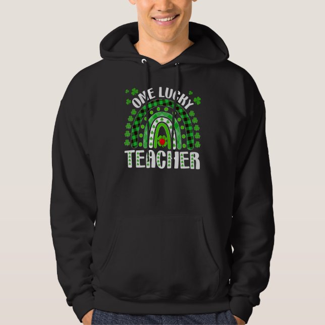 En Lucky Teacher Rainbow St Patricku2019s Day Tea Hoodie (Framsida)