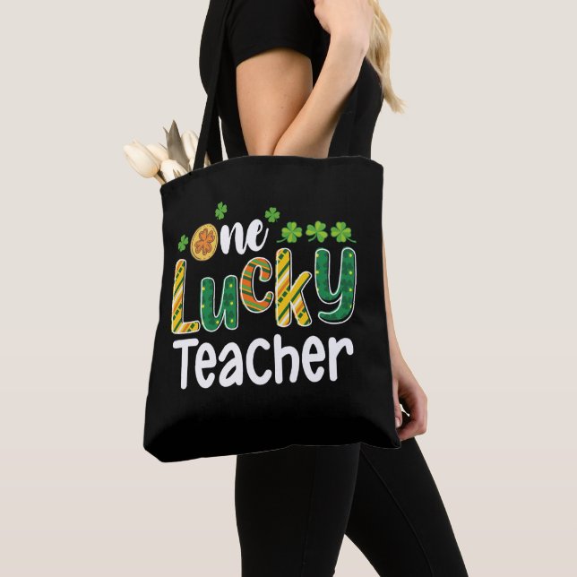 En Lucky Teacher School St patrick's day Tygkasse (Närbild)