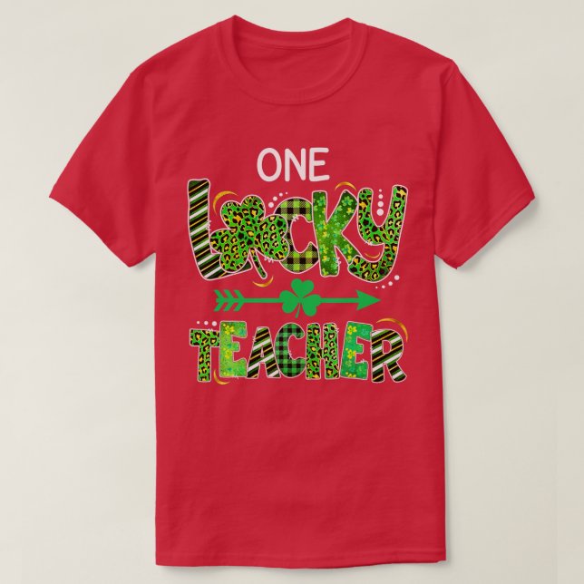 En Lucky Teacher Shamrock Leopard Play St T Shirt (Design framsida)