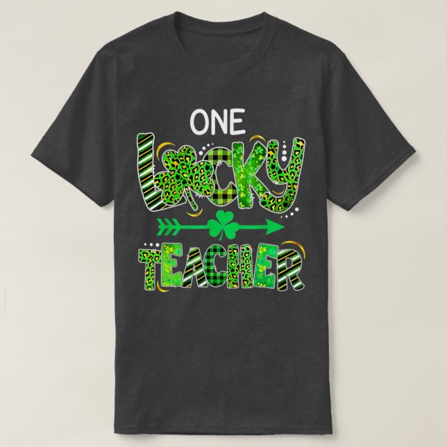 En Lucky Teacher Shamrock Leopard Play St T Shirt (Design framsida)