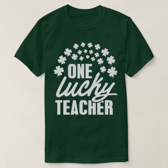 En Lucky Teacher Shamrock Rainbow Klöver St Patri T Shirt (Design framsida)