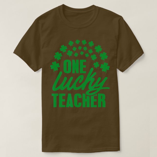 En Lucky Teacher Shamrock Rainbow Klöver St Patri T Shirt (Design framsida)