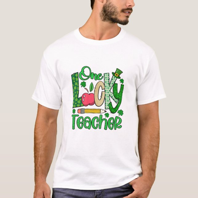 En Lucky Teacher Shamrock T Shirt (Framsida)