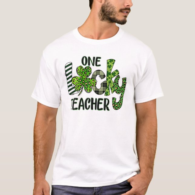 En Lucky Teacher St. Patrick Day Womens Shamroc T Shirt (Framsida)