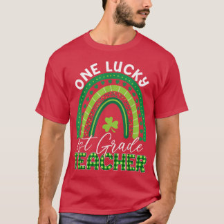 En lucky Teacher St patrick's day 1:a Klass Teach T Shirt