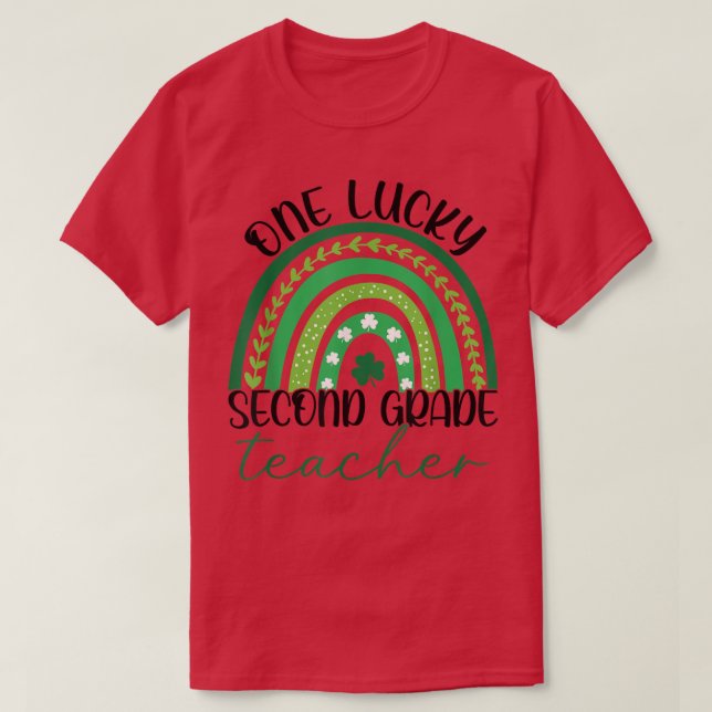 En lucky Teacher St patrick's day 2:a Klass Teach T Shirt (Design framsida)