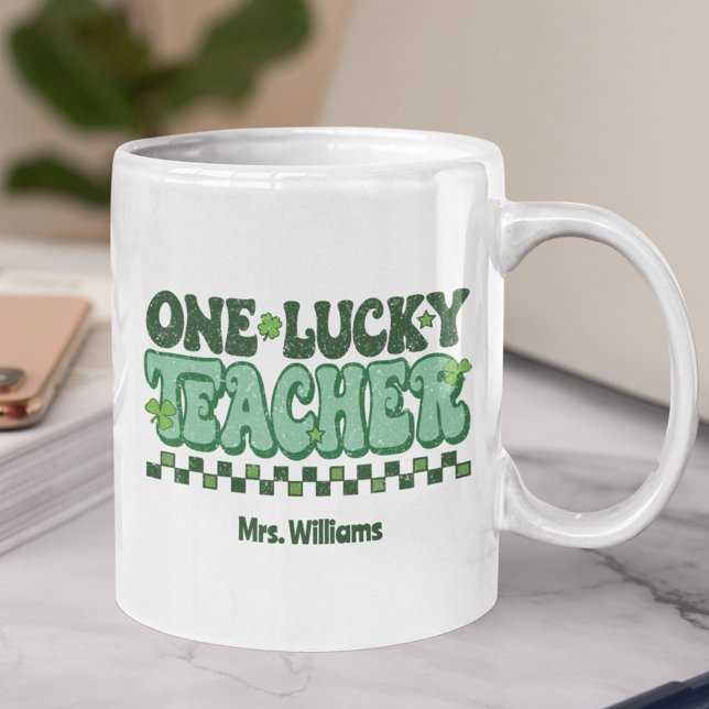 En Lucky Teacher St. Patrick's Day Kaffemugg (Skapare uppladdad)
