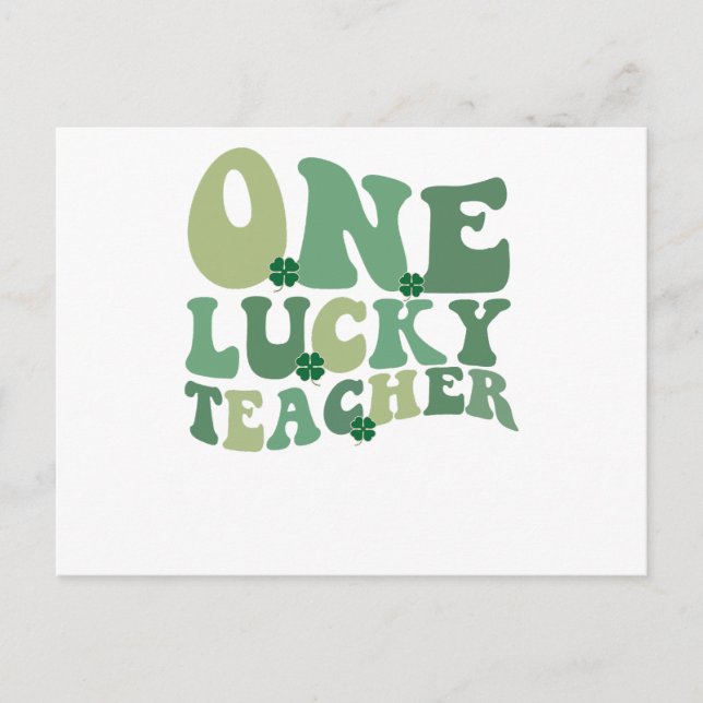 En Lucky Teacher St patricks day Retro Groovy Vykort (Framsida)
