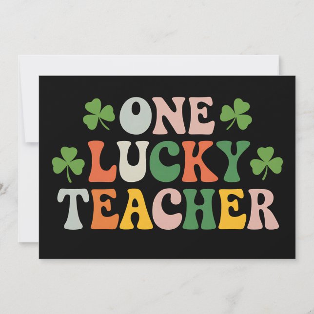 En Lucky Teacher Teaching Retro St patrick's day Inbjudningar (Framsida)
